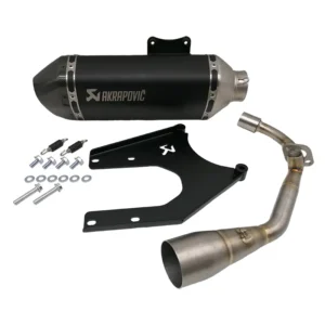 Akrapovič Black Edition Uitlaat + JM Tuning Voorbocht - Sprint / Primavera / Zip - 50cc - Euro4