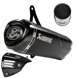Akrapovič Race Uitlaat - Vespa GT / GTS / GTV - 125 ~ 300cc - Euro3 / Euro4 - S-VE3SO9-HRSSBL + Katalysator + Hitteschild - Bundel